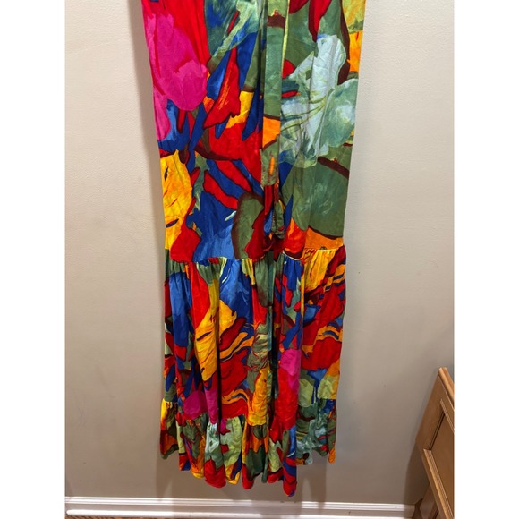 MSK Halter Maxi Dress Colorful Floral Tiered Sleeveless Vibrant Bohemian Size M - Picture 7 of 9